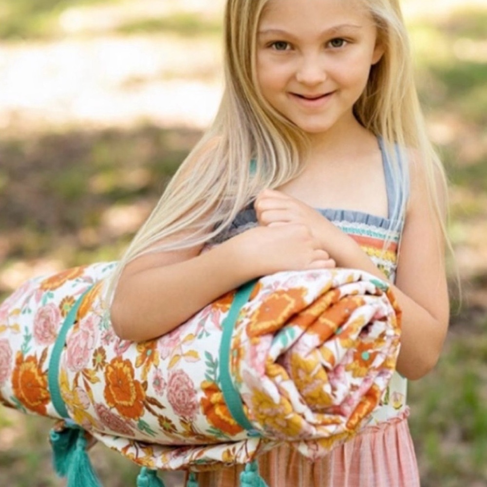 Matilda Jane Day Together Picnic Quilt Floral Tassels Carry Strap - Picture 4 of 6